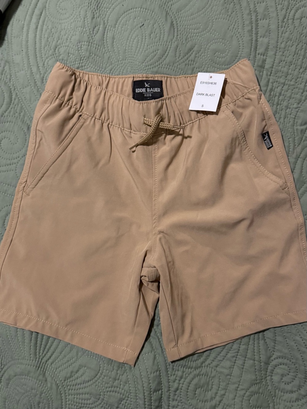 NWT Eddie Bauer Kids Tan Drawstring Active Shorts